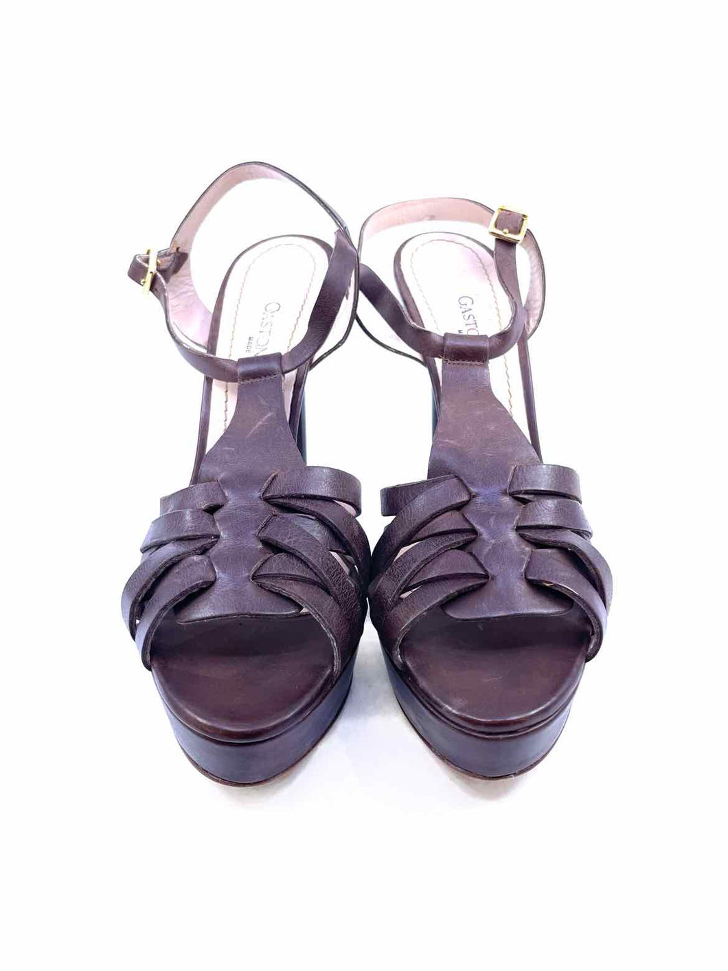 GASTONE LUCIOLI Size 10 Brown Leather Sandals