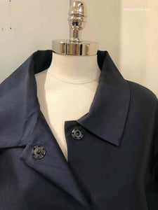 PAUW Size 10 Navy Silk Blend Solid Coat