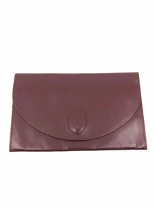 CARTIER Maroon Solid Clutch - Labels Luxury