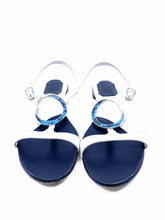 Load image into Gallery viewer, CHRISTIAN DIOR Size 7 Navy, White Leather Solid Sandals
