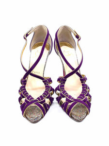 CHRISTIAN LOUBOUTIN Size 6.5 Purple Suede Sandals