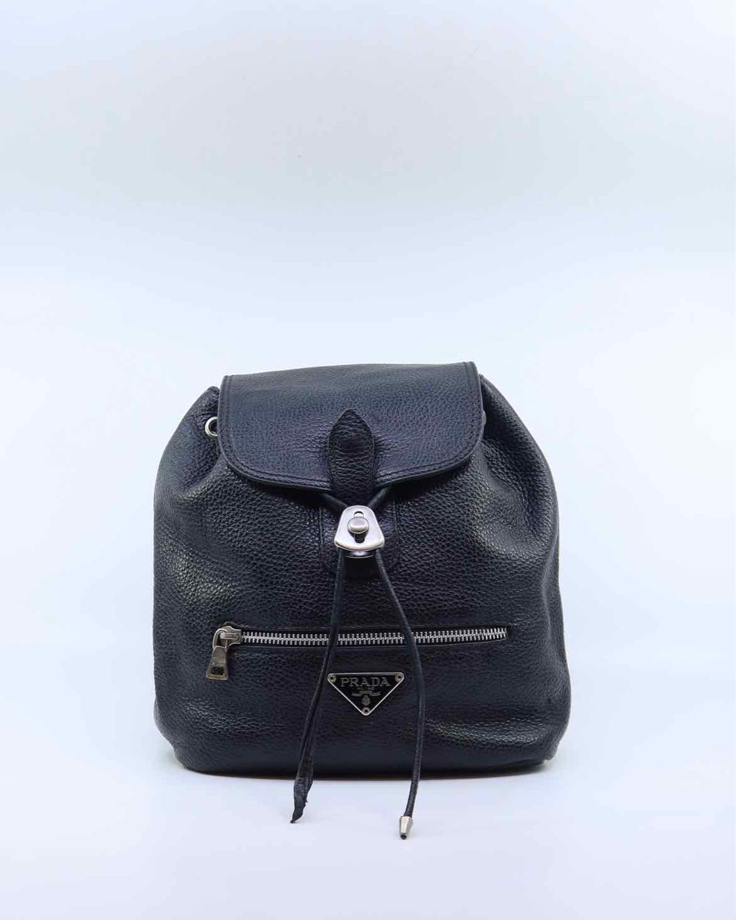 PRADA Black Leather Solid Backpack