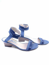 Load image into Gallery viewer, JIMMY CHOO Size 9.5 Blue Canvas Solid Wedge
