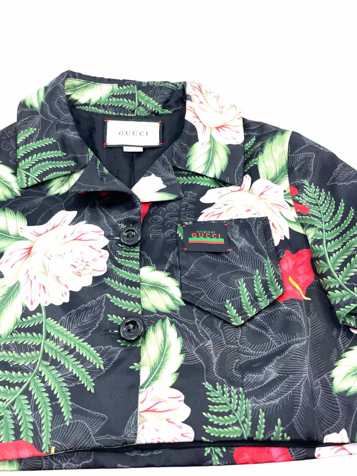 GUCCI Size XS Green, Black Floral Hawaiian Pajamas