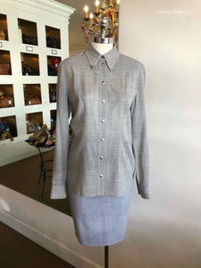ESCADA Silver Button Up Skirt Suit | 4 - Labels Luxury