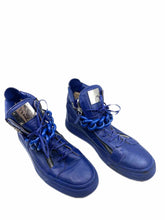 Load image into Gallery viewer, GIUSEPPE ZANOTTI Blue Leather Chain-Link Accent Sneakers | 12
