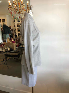 ESCADA Silver Button Up Skirt Suit | 4 - Labels Luxury