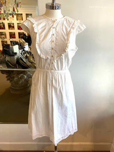 MARC JACOBS Size 10 White Cotton Ruffled Dress Labels Luxury