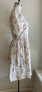 DOLCE & GABBANA Size 4 White & Beige Cotton Floral Dress