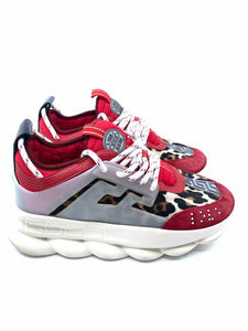 VERSACE Size 9 Red White Sneakers Labels Luxury