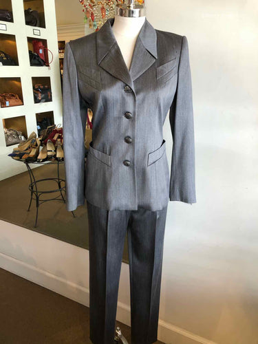 ESCADA Silver Button Up Pant Suit | 4 - Labels Luxury