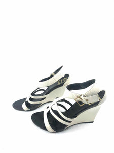 GIVENCHY Size 6 Black & White Patent Leather Solid Wedge