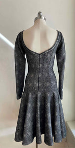 ALAIA Size 4 Black & White Wool Blend Dots Dress