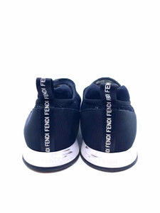 FENDI Size 9.5 Black Lace Monogram FF Logo Slip-On Runner Sneakers Sneakers