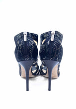 Load image into Gallery viewer, JIMMY CHOO Mercy Size 10.5 Black Leather Snakeskin Sandals
