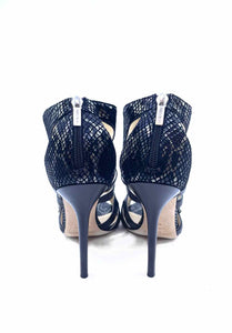 JIMMY CHOO Mercy Size 10.5 Black Leather Snakeskin Sandals