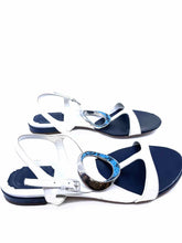 Load image into Gallery viewer, CHRISTIAN DIOR Size 7 Navy, White Leather Solid Sandals
