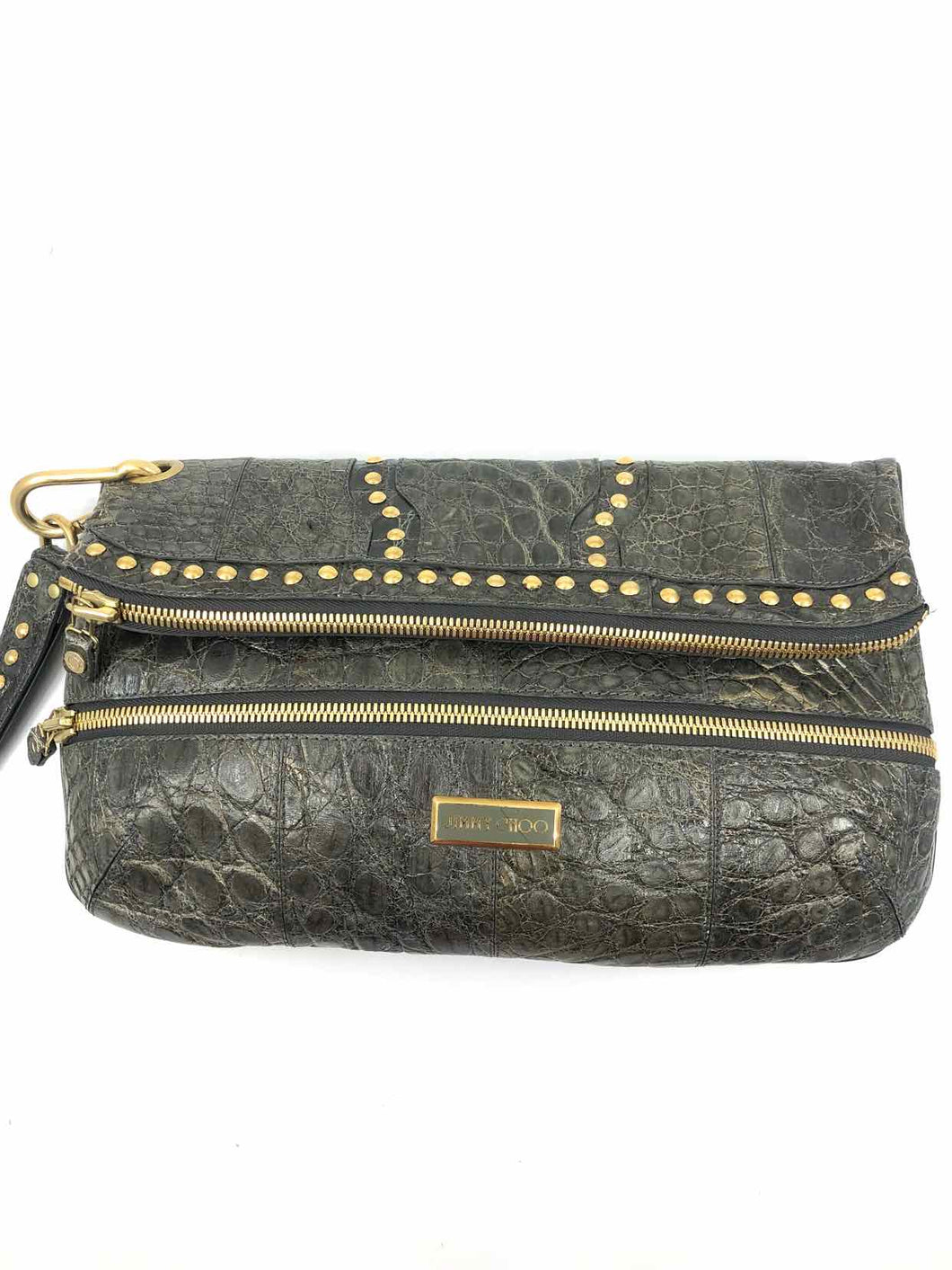 JIMMY CHOO Grey Crocodile Wristlet - Labels Luxury