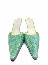 Load image into Gallery viewer, GIUSEPPE ZANOTTI Size 9 Green Crocodile Mules
