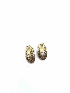 Concave Diamond Pave Gold Clip Earrings