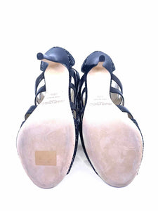 JIMMY CHOO Mercy Size 10.5 Black Leather Snakeskin Sandals