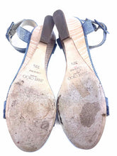 Load image into Gallery viewer, JIMMY CHOO Size 9.5 Blue Canvas Solid Wedge

