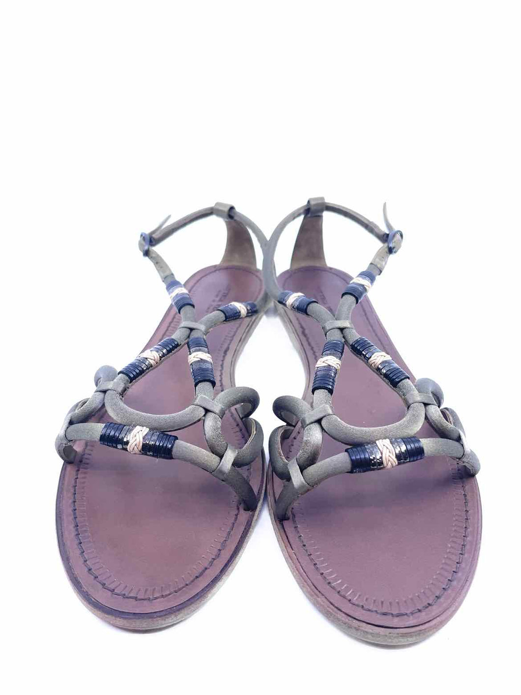 BOTTEGA VENETA Size 7.5 Olive Satin Solid Sandals