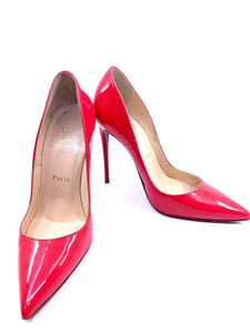 CHRISTIAN LOUBOUTIN Size 6.5 Tangerine Patent Leather Solid Pumps