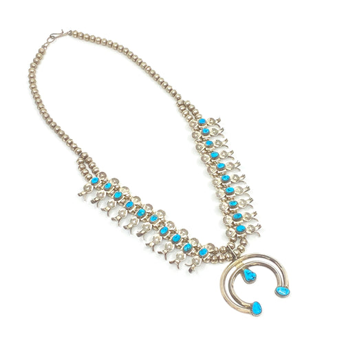 Sterling Silver Singer Navajo Turquoise Necklace - Labels Luxury