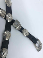 Load image into Gallery viewer, YELLOWHORSE Black Leather and Sterling Concho Belt - Labels Luxury
