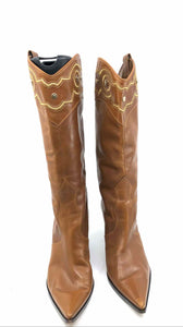 SERGIO ROSSI Embroider Tall Cowboy Boot | 10